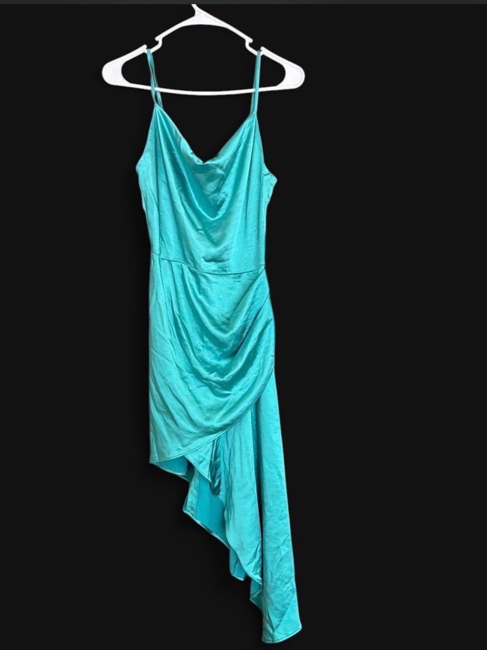 Elliatt Turquoise Asymmetrical Cowl Slip Dress
